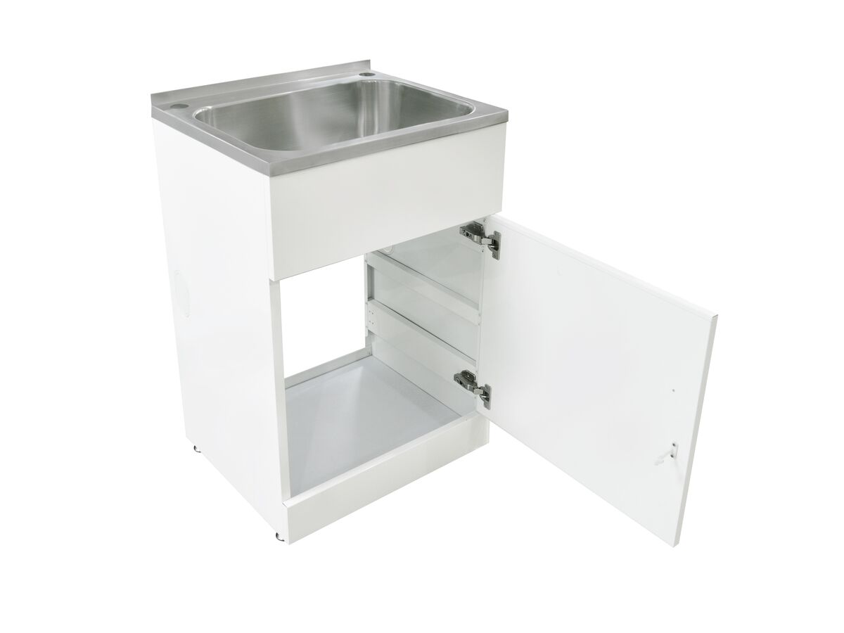 Reece Posh Domaine Trough & Cabinet 45L With Bypass 2 Taphole Stainless Steel