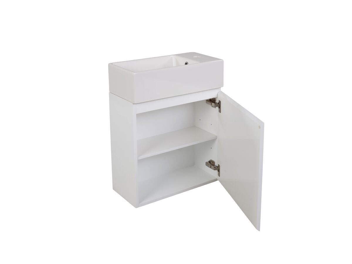 Reece Posh Solus 485mm Powder Room Vanity Unit Left Hand Bowl 1 Taphole White