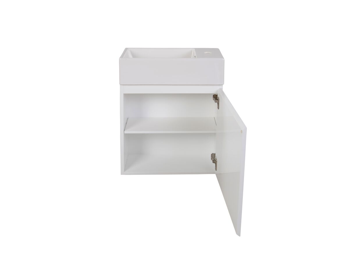 Reece Posh Solus 485mm Powder Room Vanity Unit Left Hand Bowl 1 Taphole White