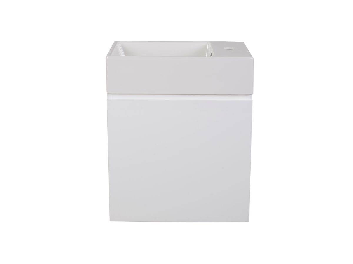 Reece Posh Solus 485mm Powder Room Vanity Unit Left Hand Bowl 1 Taphole White