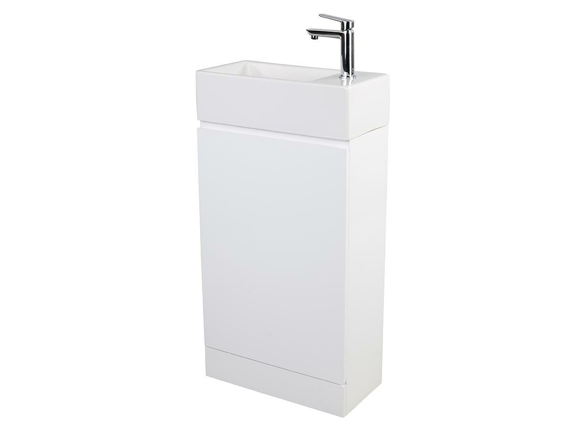 Reece Posh Solus 485mm Powder Room Vanity Unit With Kick Left Hand Bowl 1 Taphole White