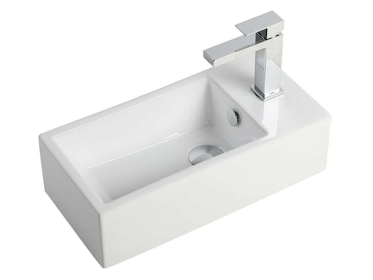 Reece Posh Solus 485mm Powder Room Vanity Unit With Kick Left Hand Bowl 1 Taphole White
