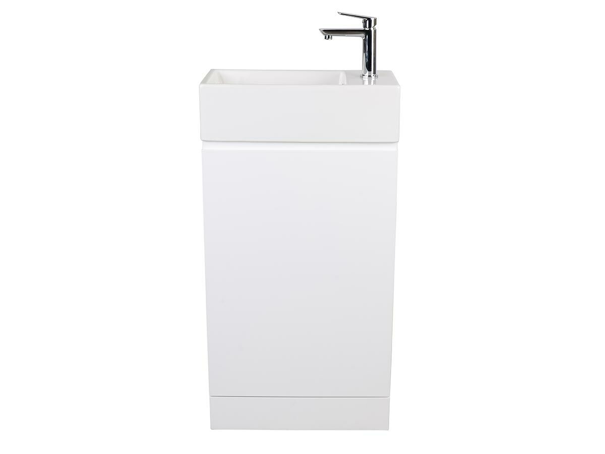 reece Posh Solus 485mm Powder Room Vanity Unit with Kick Left Hand Bowl 1 Taphole White