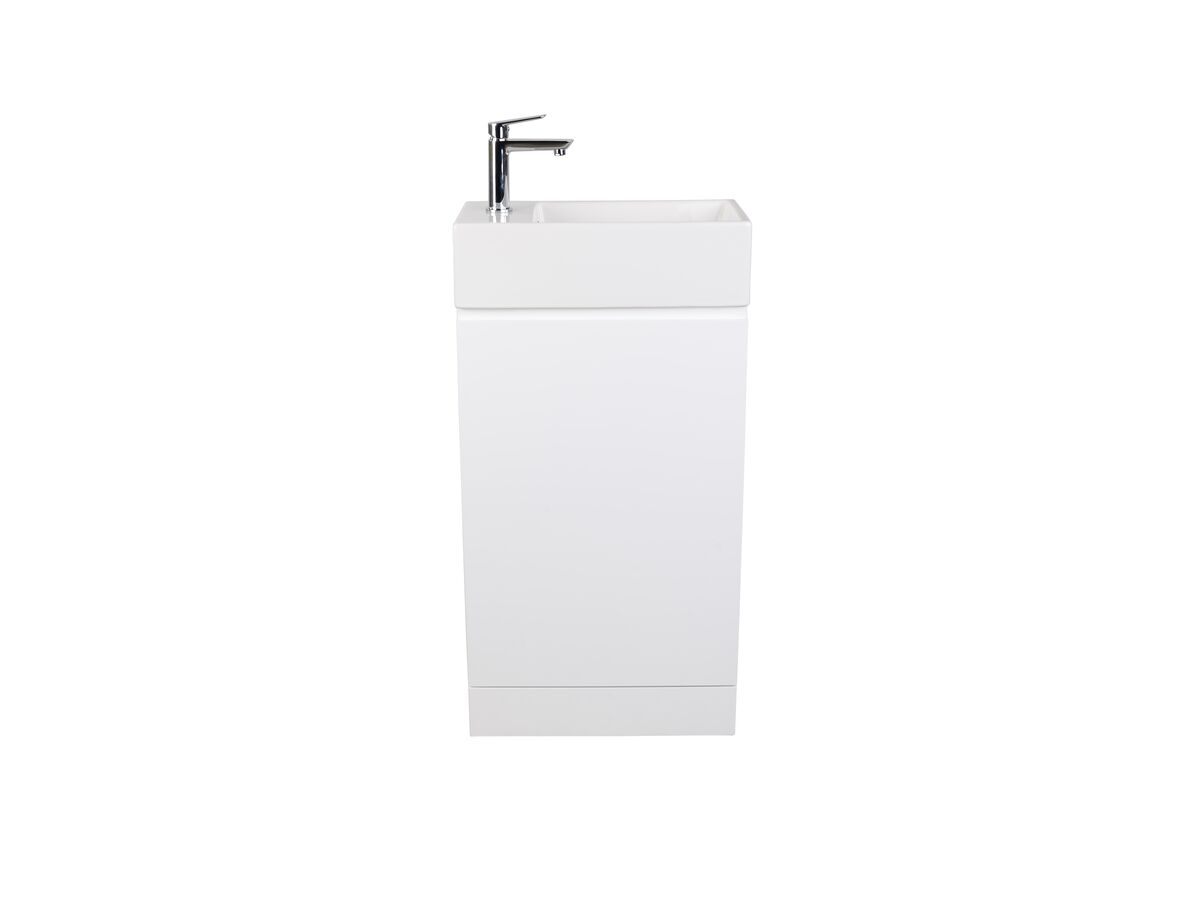 reece Posh Solus 485mm Powder Room Vanity Unit with Kick Right Hand Bowl 1 Taphole White