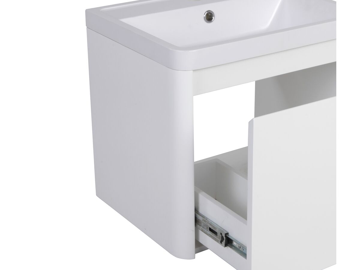 Reece Posh Solus 500mm Wall Hung Vanity Unit 1 Drawer 1 Taphole With Overflow