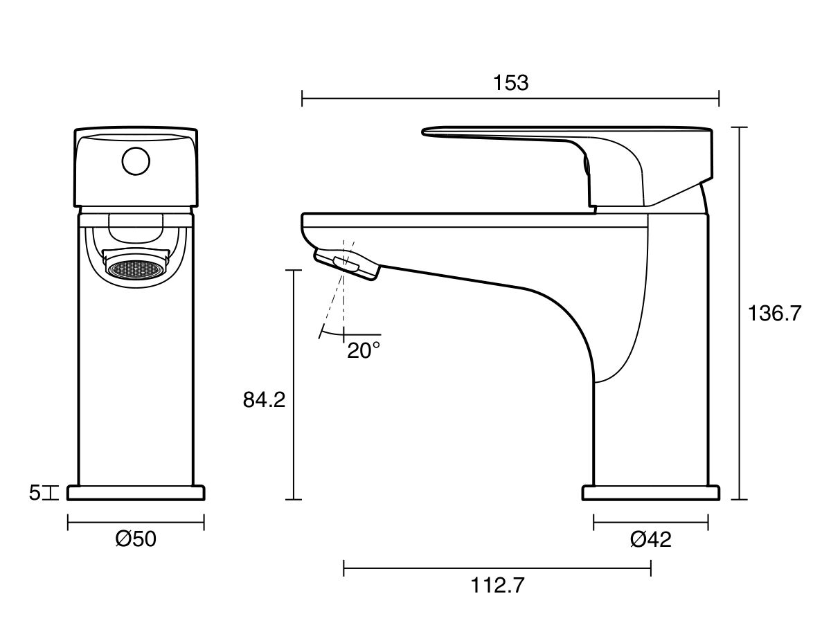 Reece Posh Solus Basin Mixer Tap Matte Black (5 Star) Lead Free