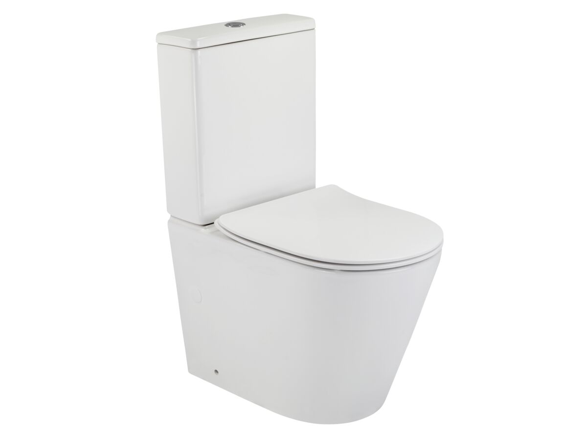 reece Posh Solus Close Coupled Back to Wall Rimless Back Inlet Toilet Suite with Soft Close Quick Release Seat White (4 Star)