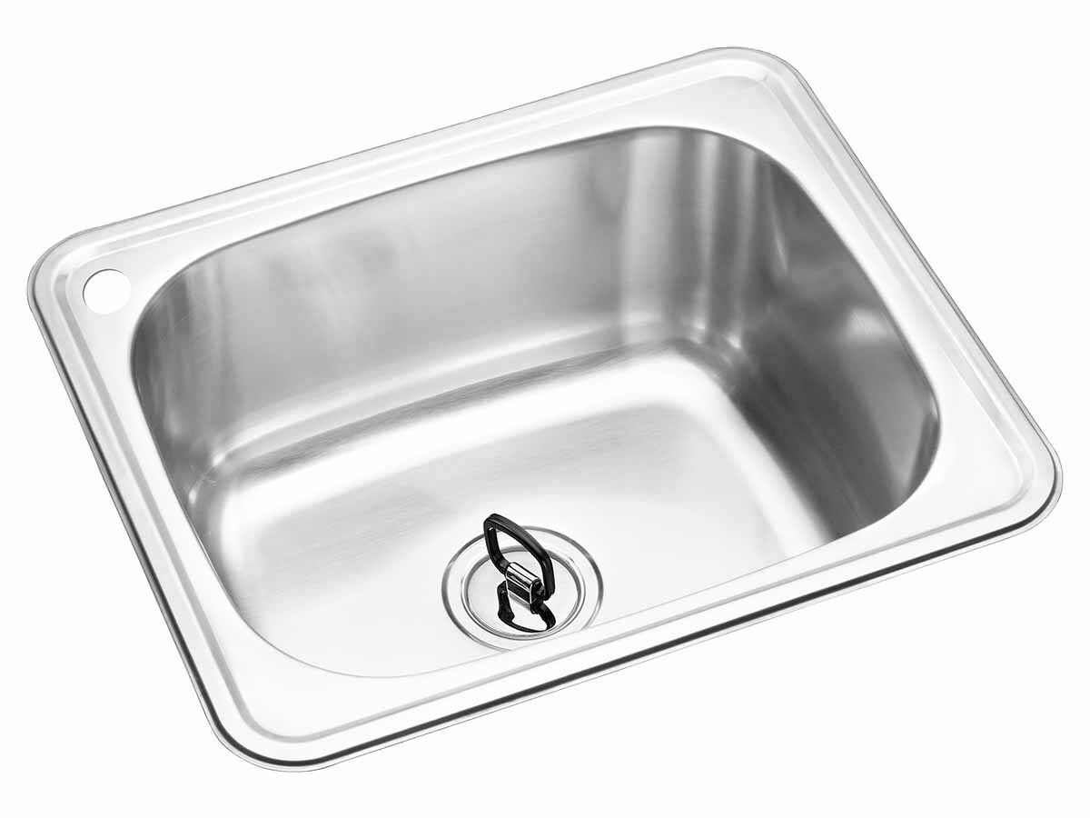 reece Posh Solus Flat Rim Trough 45 Litres 1 Left Hand Taphole Stainless Steel