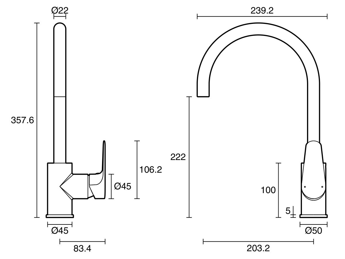 Reece Posh Solus Gooseneck Sink Mixer Tap Brushed Nickel (5 Star) Lead Free