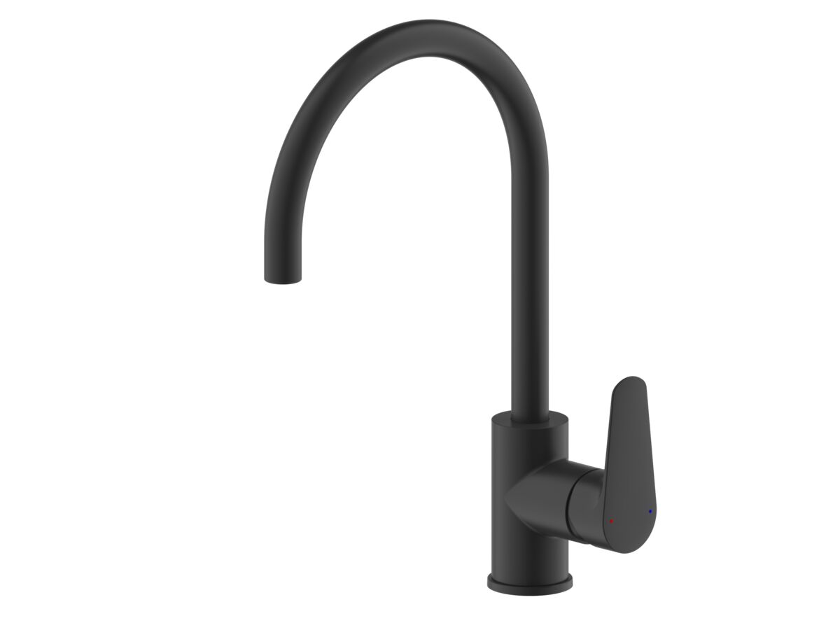 reece Posh Solus Gooseneck Sink Mixer Tap Matte Black (5 Star) Lead Free