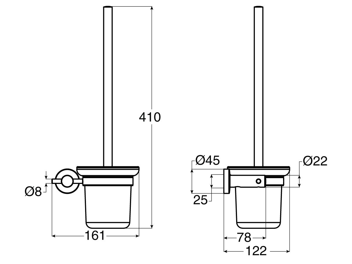 Reece Posh Solus MK2 Toilet Brush And Glass Holder Chrome