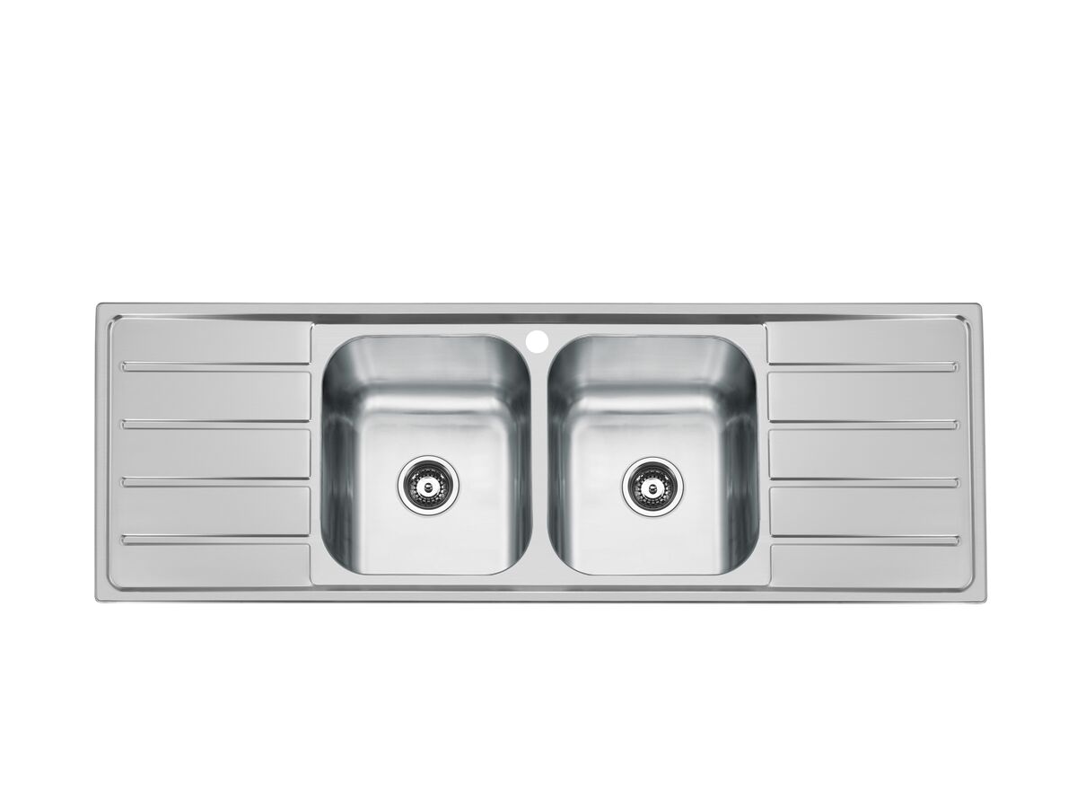 reece Posh Solus MK3 Double Bowl Double Drainer Sink 1 Taphole Stainless Steel