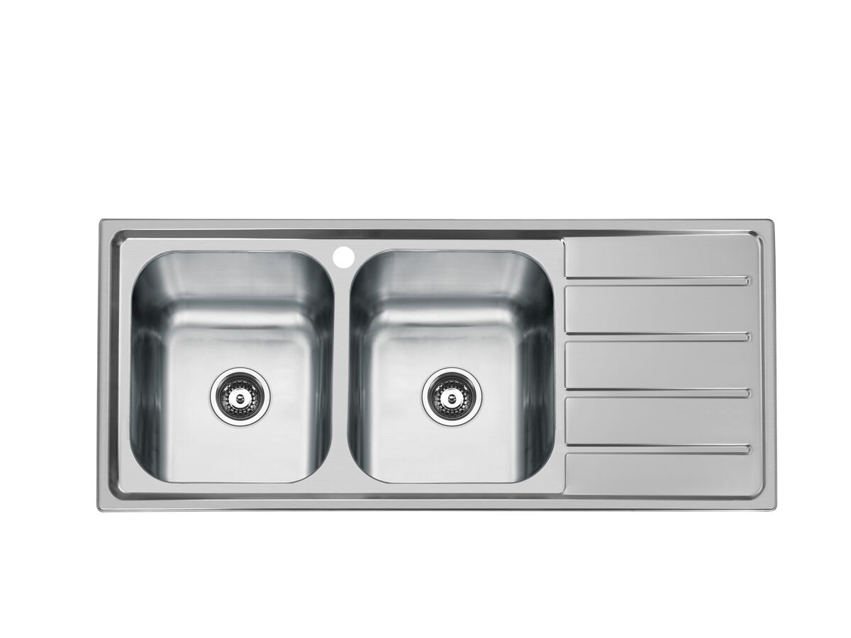 reece Posh Solus MK3 Double Bowl Inset Sink 1 Taphole Left Hand Bowl Stainless Steel