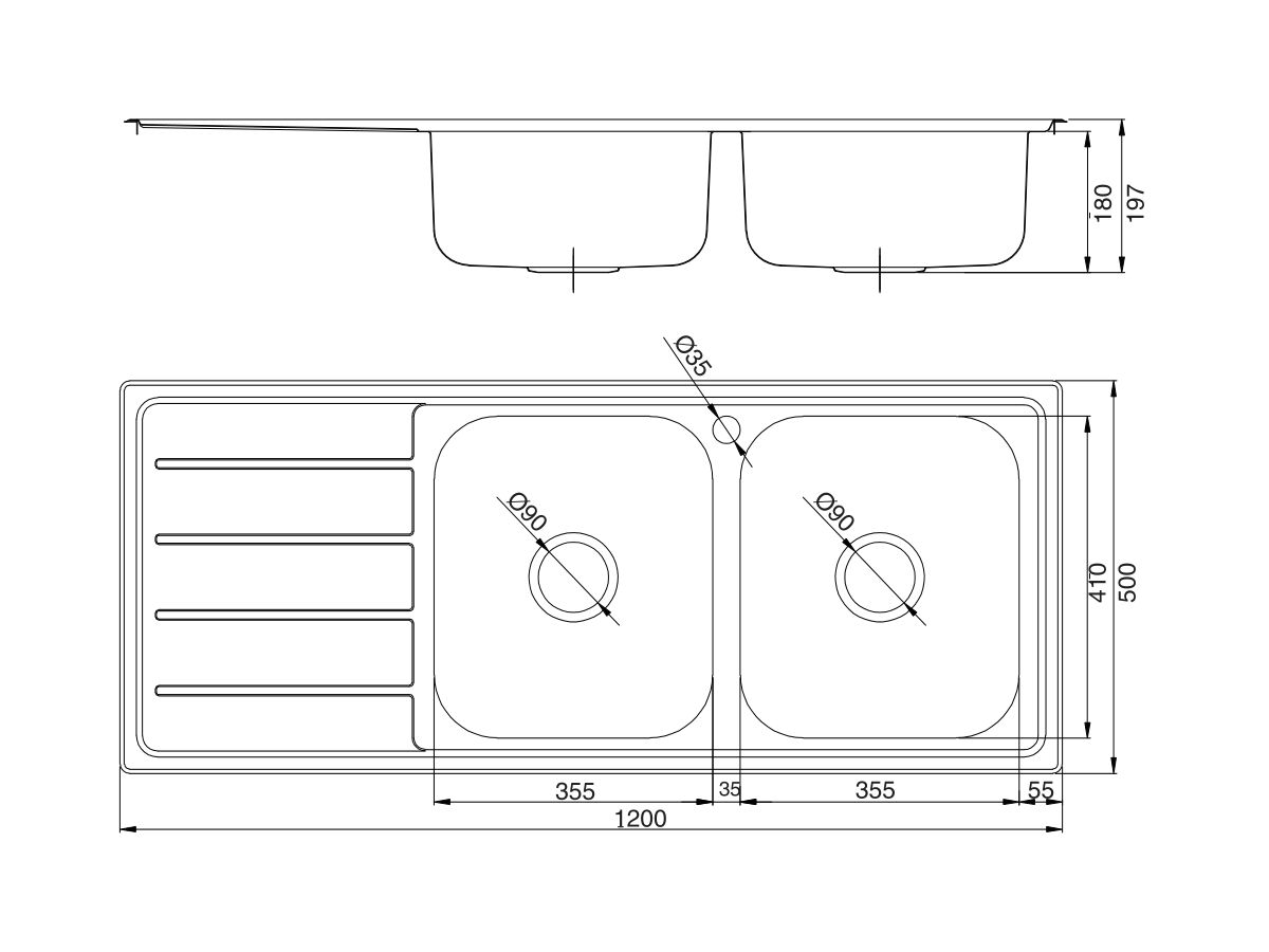 Reece Posh Solus MK3 Double Bowl Inset Sink 1 Taphole Right Hand Bowl Stainless Steel