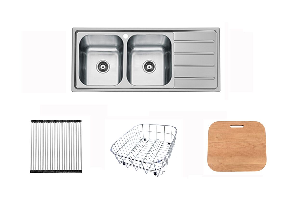reece Posh Solus MK3 Double Bowl Sink Pack Left Hand Bowl Stainless Steel