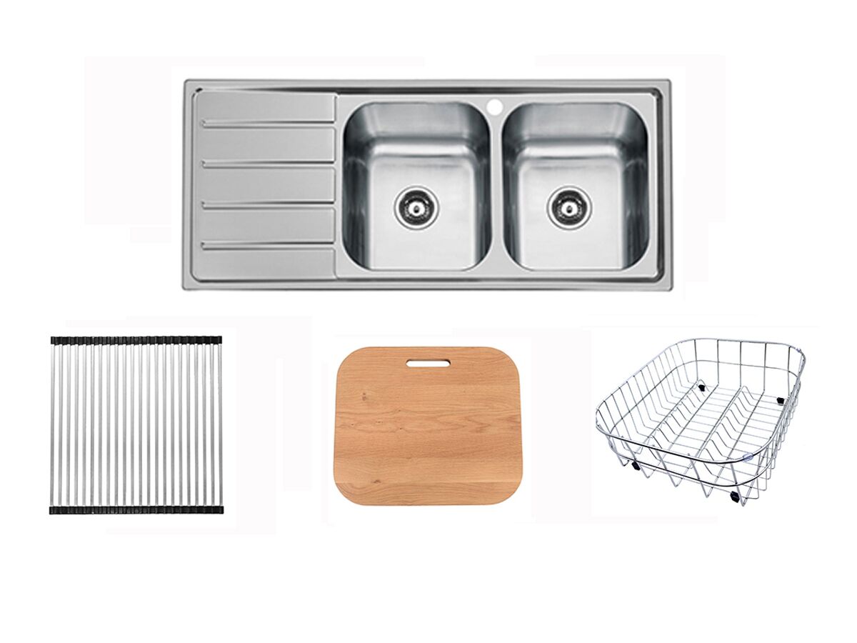 reece Posh Solus MK3 Double Bowl Sink Pack Right Hand Bowl Stainless Steel
