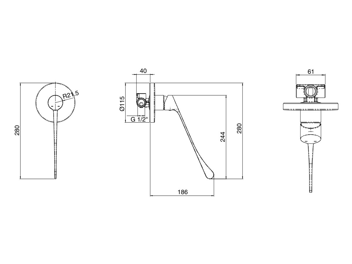 Reece Posh Solus MK3 Shower Mixer Tap With Extended Lever 270mm Chrome