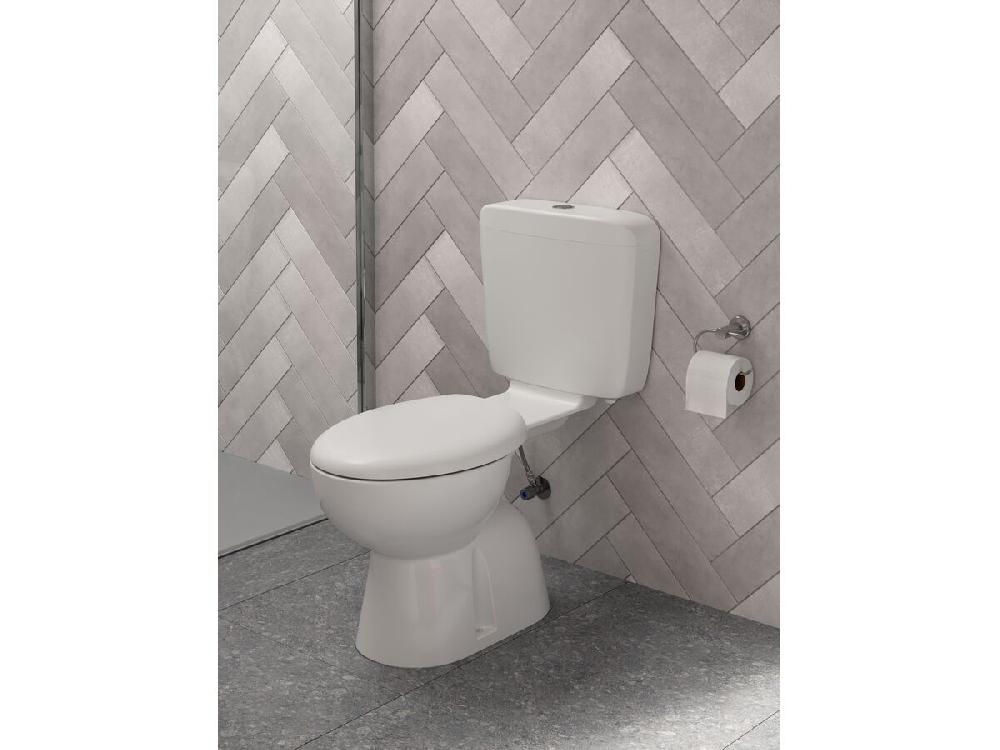 Reece Posh Solus Plastic Link Toilet Suite With Concealed S-Trap Soft Close Seat White (4 Star)