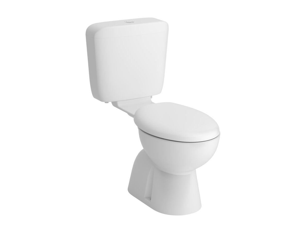 reece Posh Solus Plastic Link Toilet Suite with Concealed S-Trap Soft Close Seat White (4 Star)
