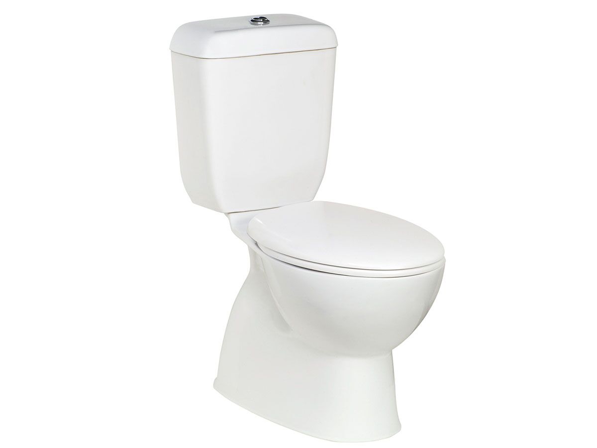 reece Posh Solus Round Close Coupled S Trap Toilet Suite with Standard Seat White/Chrome (4 Star)