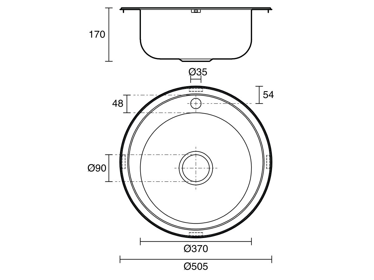 Reece Posh Solus Round Inset/Undermount Sink 1 Taphole 500mm Stainless Steel