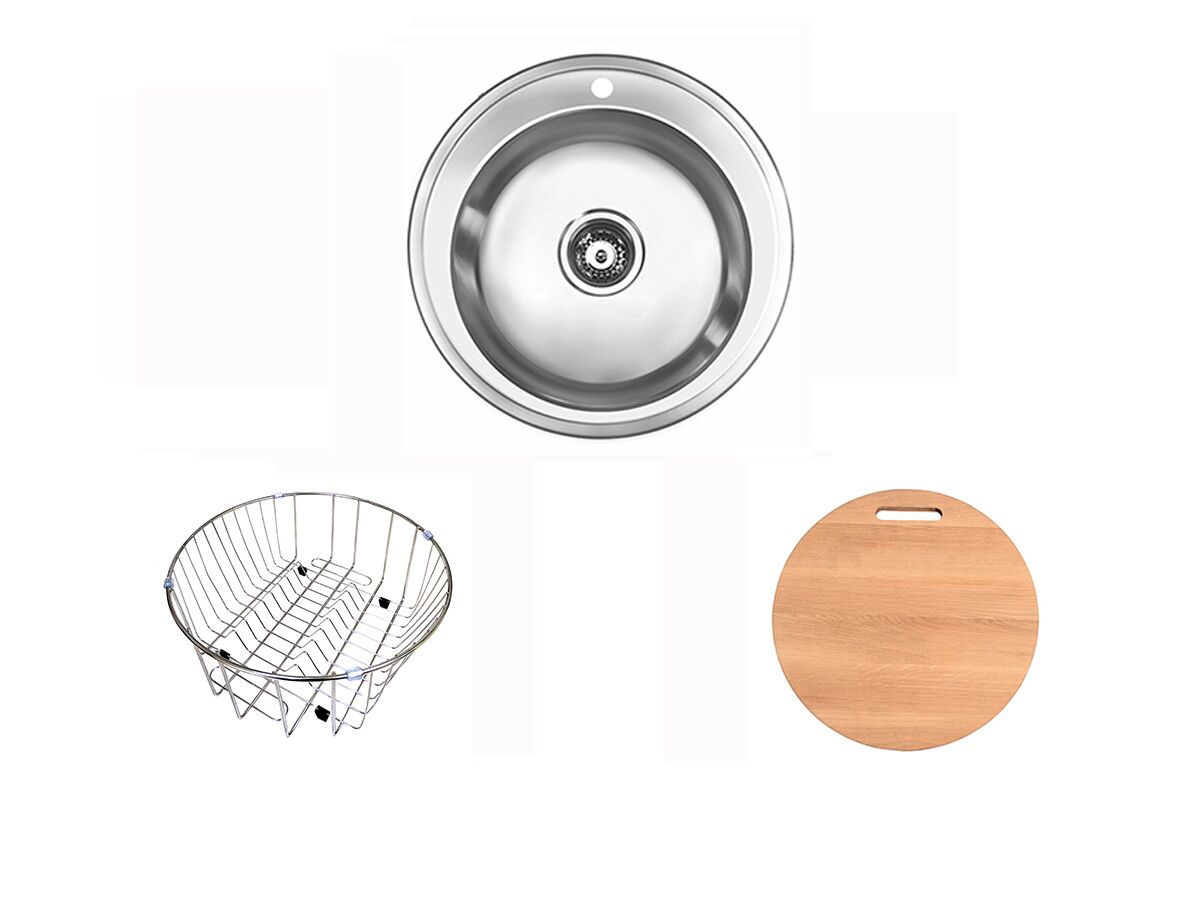reece Posh Solus Round Inset/Undermount Sink Pack 1 Taphole 500mm Stainless Steel
