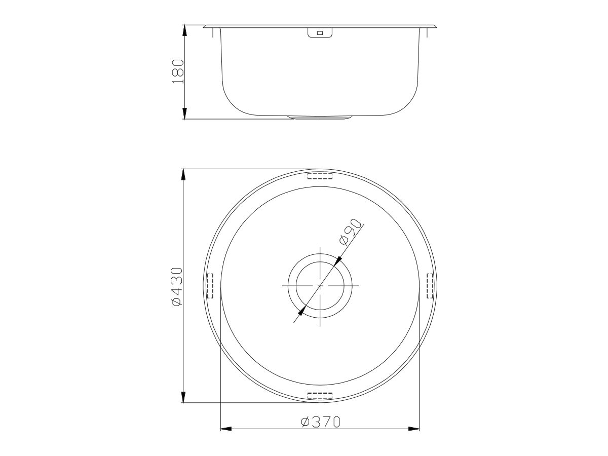 Reece Posh Solus Round Inset/Undermount Sink Pack No Taphole 430mm Stainless Steel