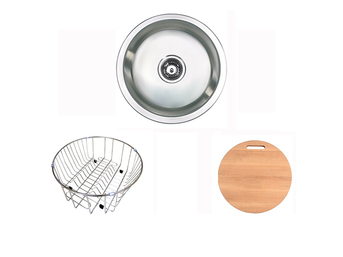 reece Posh Solus Round Inset/Undermount Sink Pack No Taphole 430mm Stainless Steel