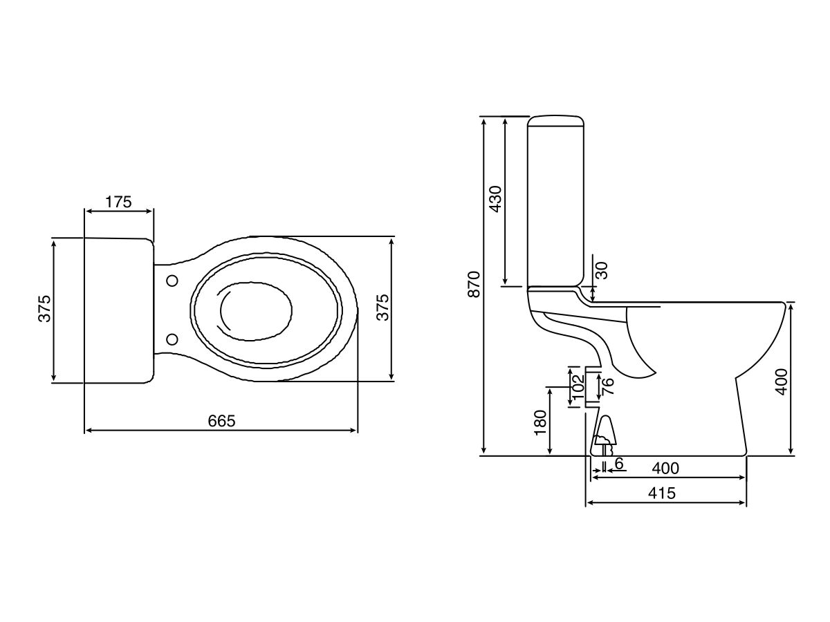 Reece Posh Solus Round Toilet Suite Closed Coupled P-Trap With Quick Release Soft Close Seat White/Chrome (4 Star)