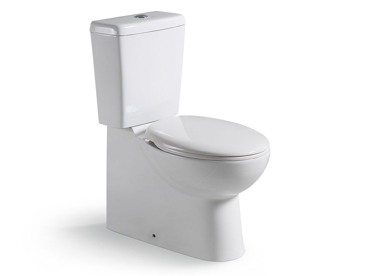 reece Posh Solus Square Close Coupled Back to Wall Bottom Inlet Toilet Suite S&P Trap Soft Close Quick Release Seat White/Chrome (4 Star)