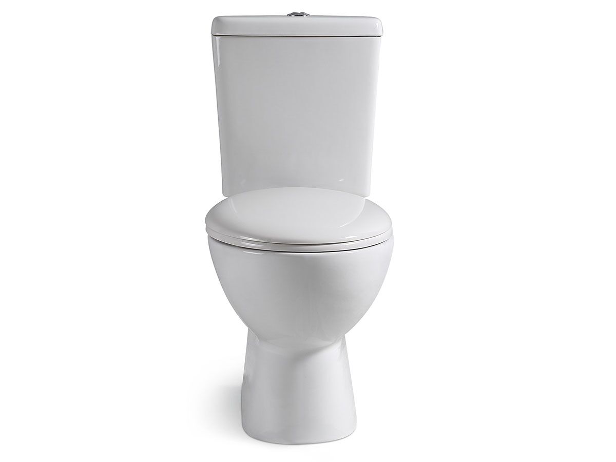 Reece Posh Solus Square Close Coupled Toilet Suite P Trap With Soft Close Quick Release Seat White/Chrome New (4 Star)