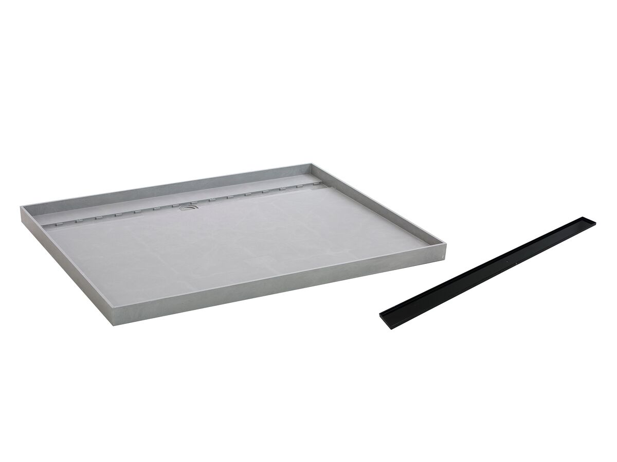 reece Posh Solus Tile Over Shower Tray with 1140mm Long Rear Matte Black Tile Insert Channel Suits Tiles 9mm and up (For 3 Wall / Alcove Install) 1200mm x 900mm