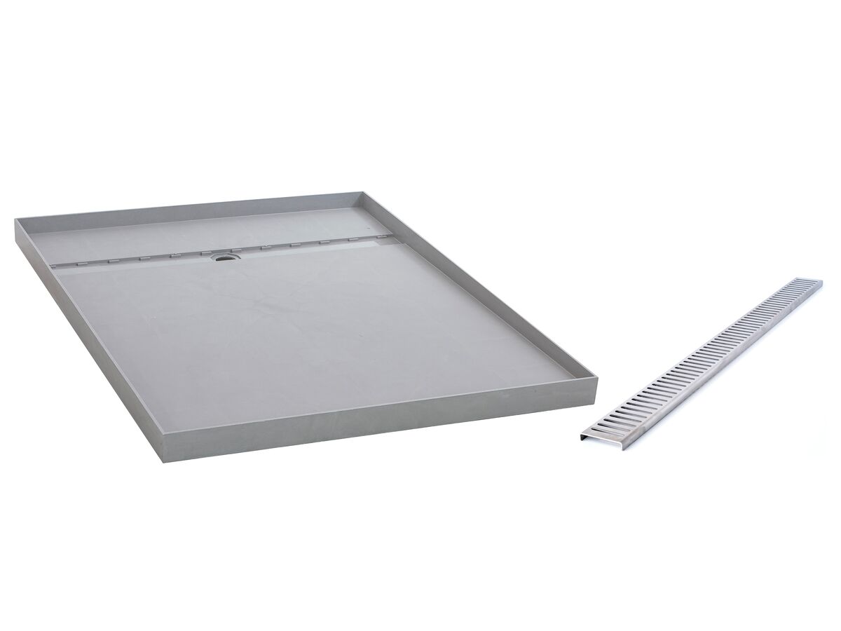reece Posh Solus Tile Over Shower Tray with 840mm Long Rear Stainless Steel Standard Channel (For 3 Wall / Alcove Install) 900mm x 1200mm
