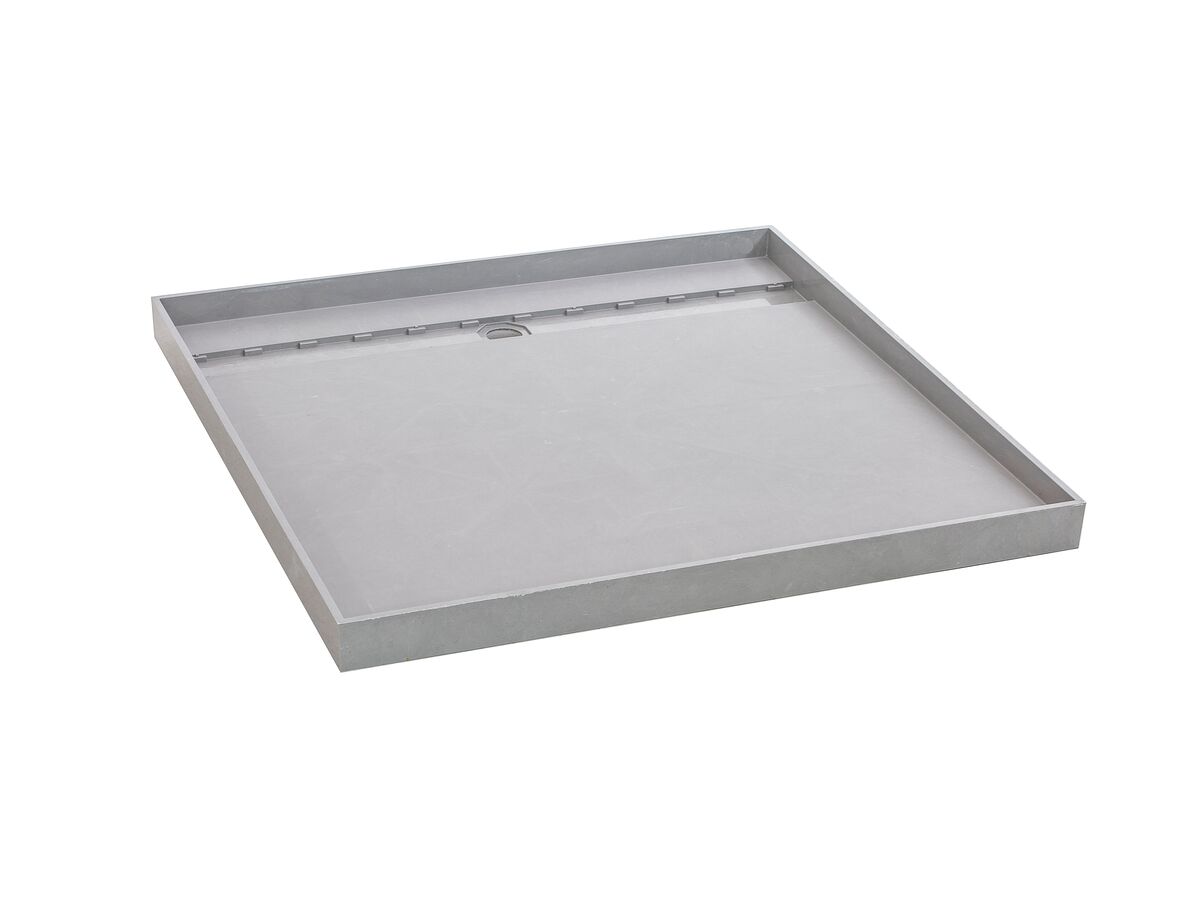 Reece Posh Solus Tile Over Shower Tray With 860mm Long Rear Stainless Steel Standard Channel (For 2 Wall / Corner Install) 900mm X 900mm