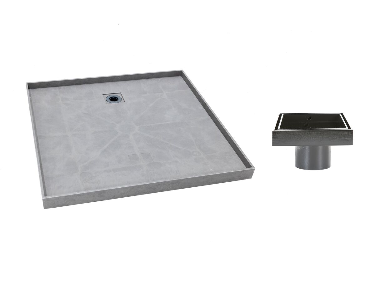 reece Posh Solus Tile Over Shower Tray with Rear Matte Black Tile Insert Waste 1200mm x 900mm
