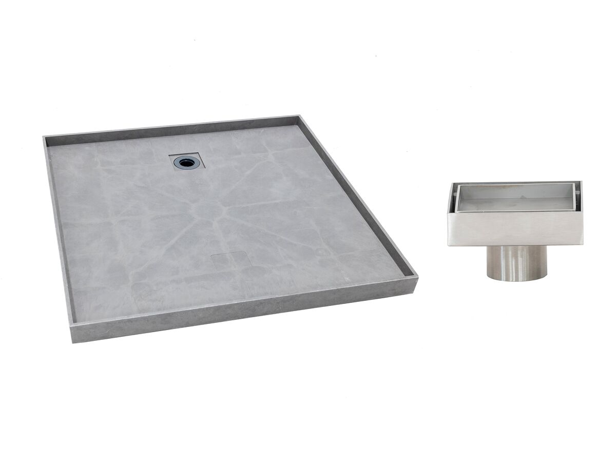 reece Posh Solus Tile Over Shower Tray with Rear Stainless Steel Tile Insert Waste 1200mm x 900mm