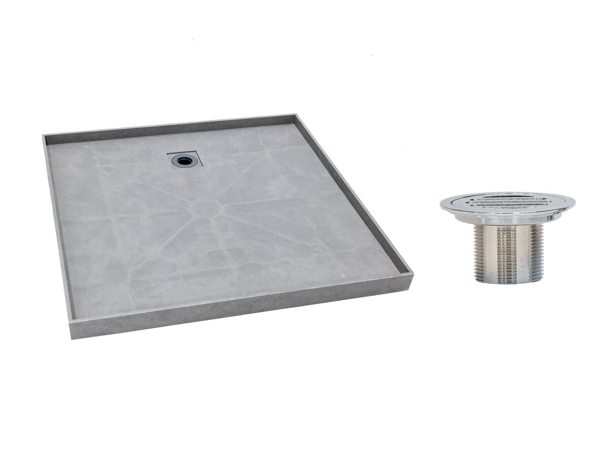 reece Posh Solus Tile Over Shower Tray with Rear Stainless Steel Round Floor Waste 1200mm x 900mm