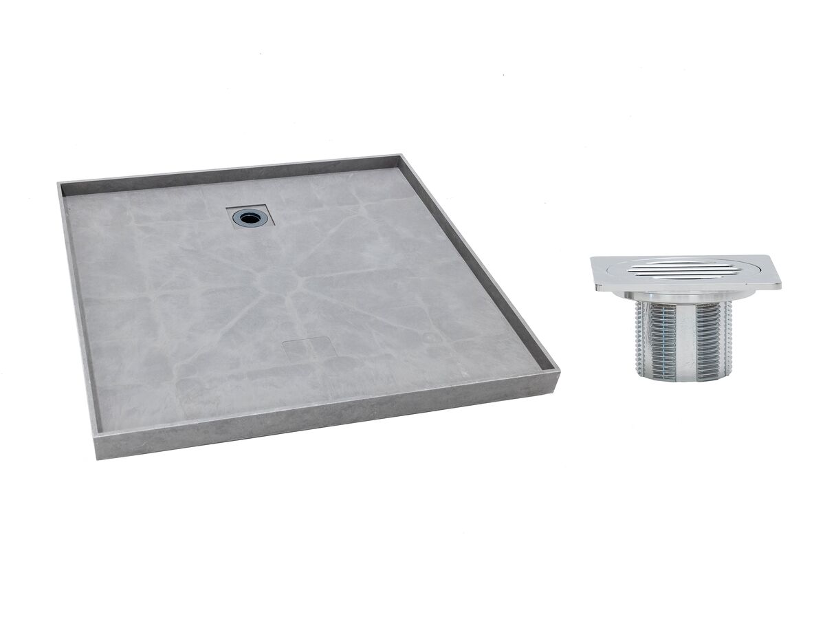 reece Posh Solus Tile Over Shower Tray with Rear Stainless Steel Square Floor Waste 1200mm x 900mm