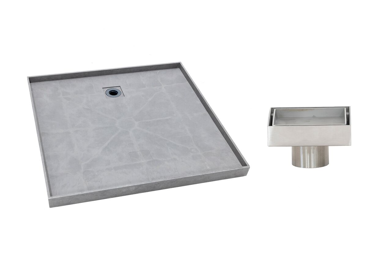 reece Posh Solus Tile Over Shower Tray with Rear Stainless Steel Tile Insert Waste 900mm x 900mm