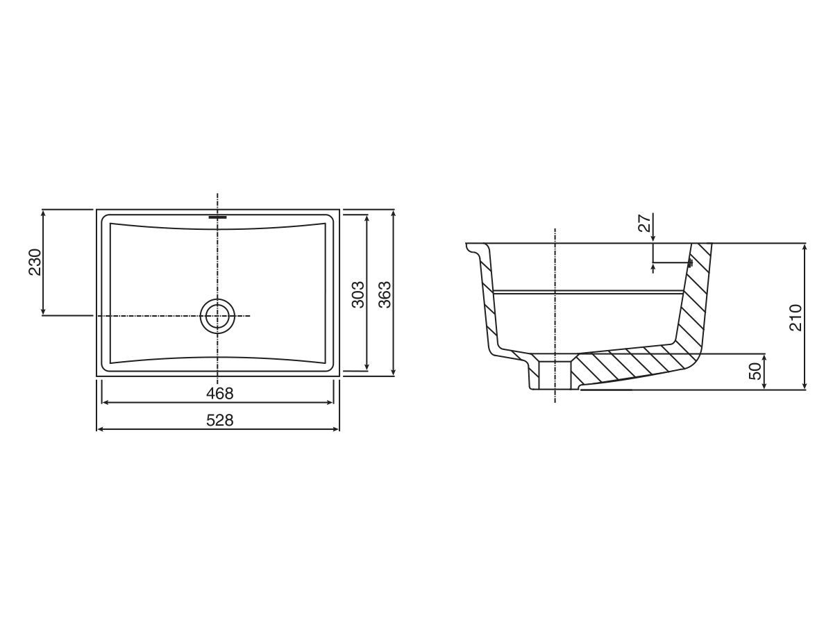 Reece Posh Solus Under Counter Basin 530 X 365mm No Taphole White