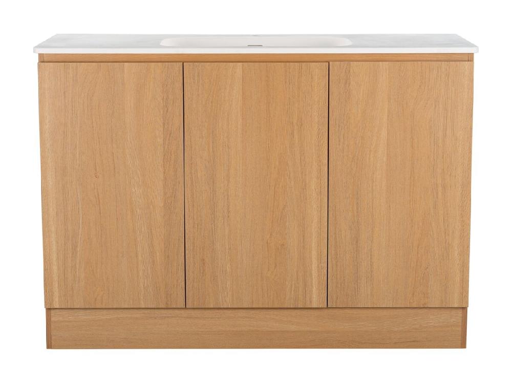reece Posh Solus Vanity 1200mm Floor Mount Solid Surface Oak Finish