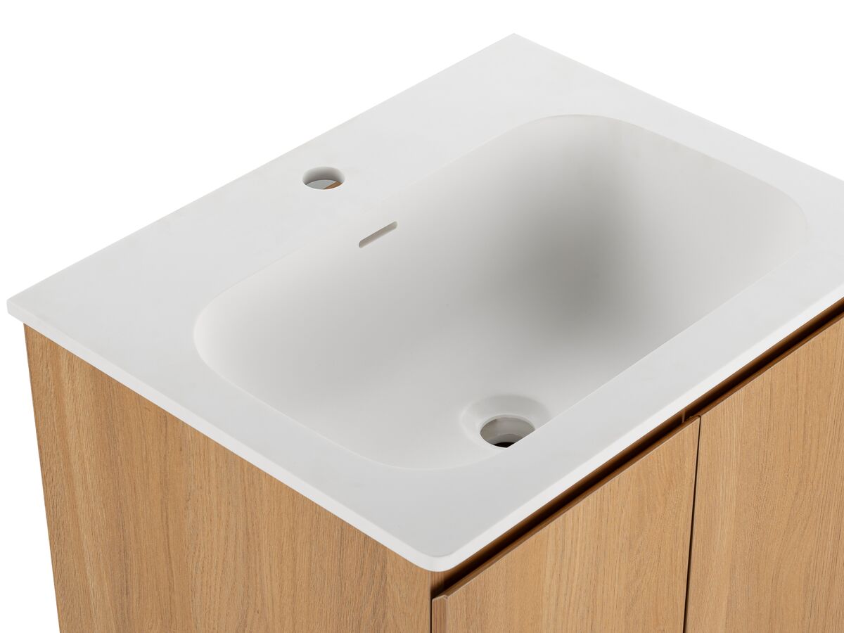 Reece Posh Solus Vanity 600mm Floor Mount Solid Surface Oak Finish