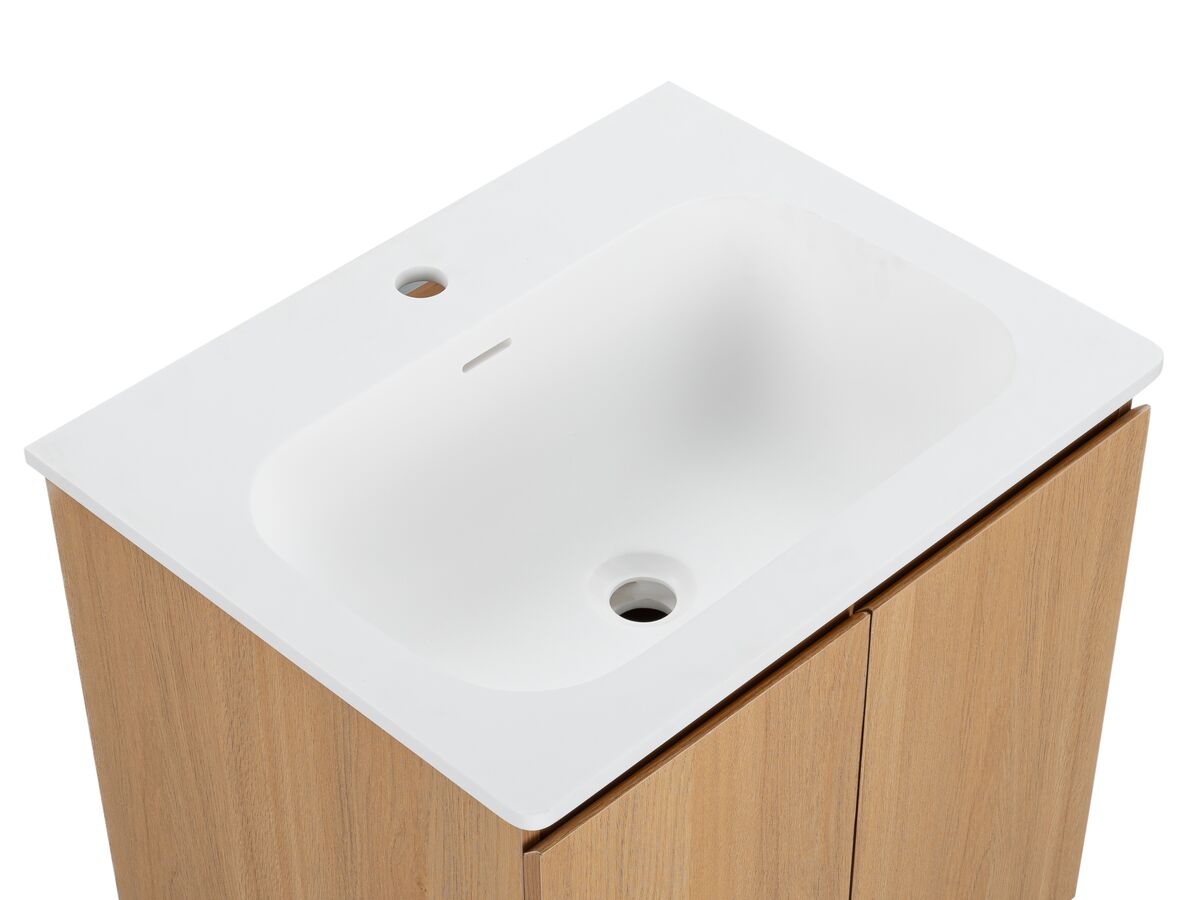 Reece Posh Solus Vanity 600mm Wall Hung Solid Surface Oak Finish