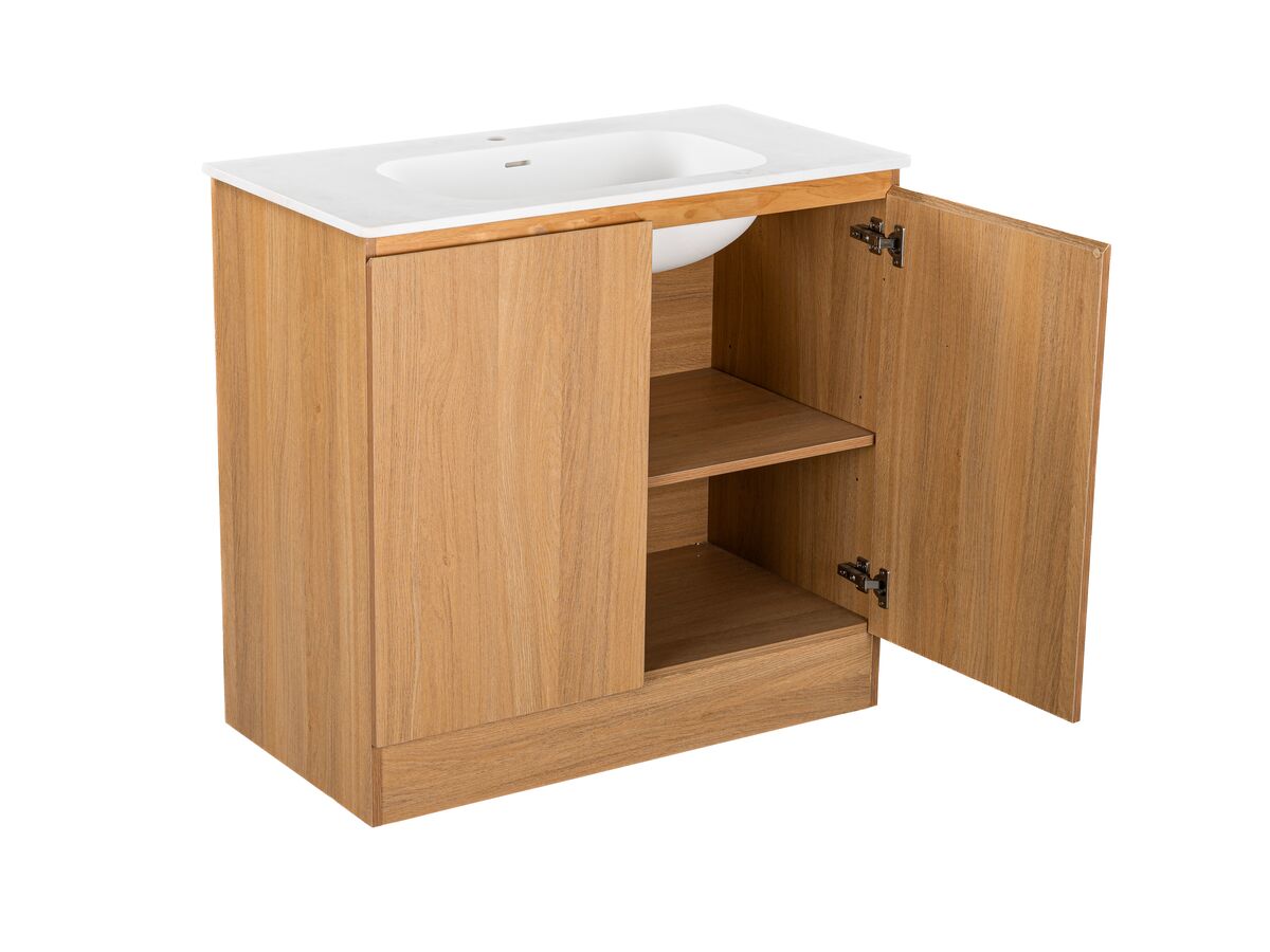 Reece Posh Solus Vanity 600mm Wall Hung Solid Surface Oak Finish