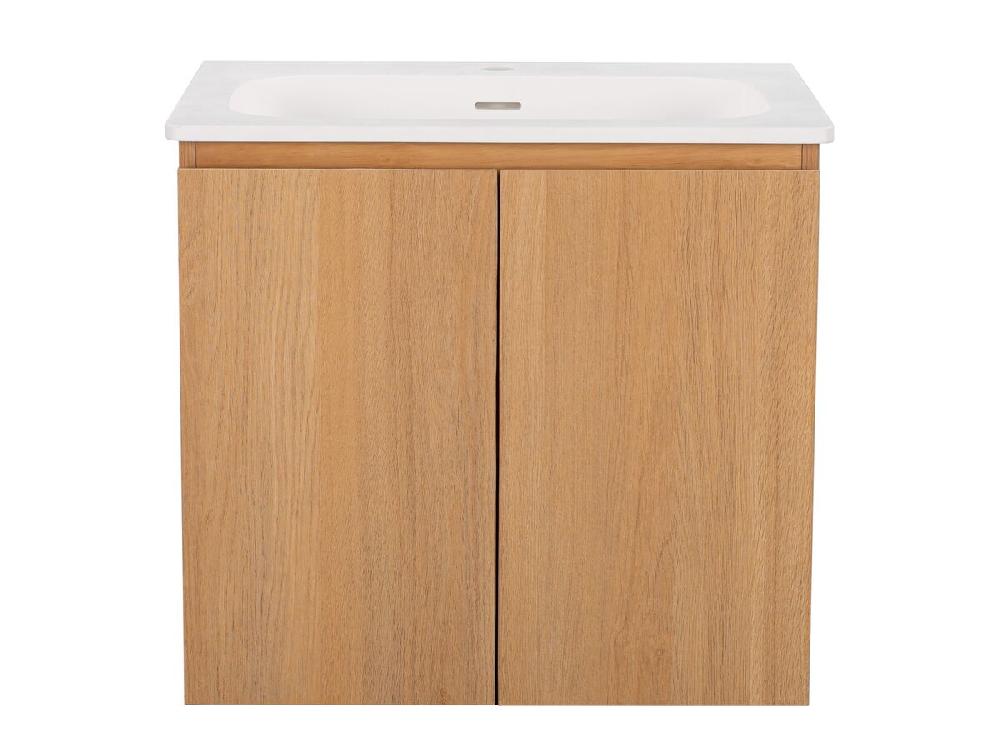 reece Posh Solus Vanity 600mm Wall Hung Solid Surface Oak Finish
