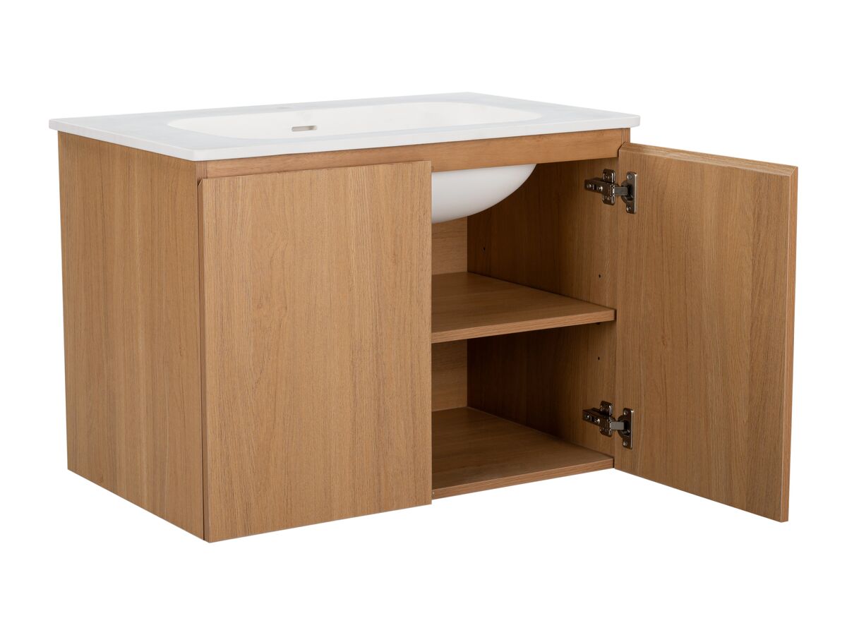 Reece Posh Solus Vanity 750mm Floor Mount Solid Surface Oak Finish