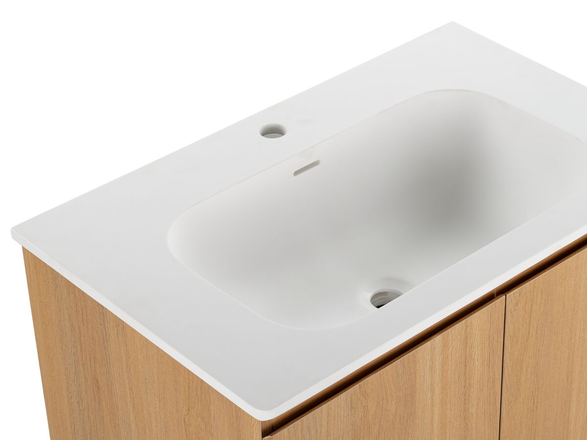 Reece Posh Solus Vanity 750mm Floor Mount Solid Surface Oak Finish