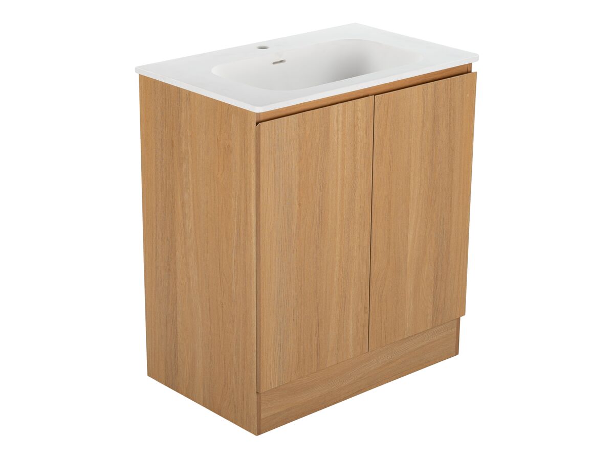 Reece Posh Solus Vanity 750mm Floor Mount Solid Surface Oak Finish