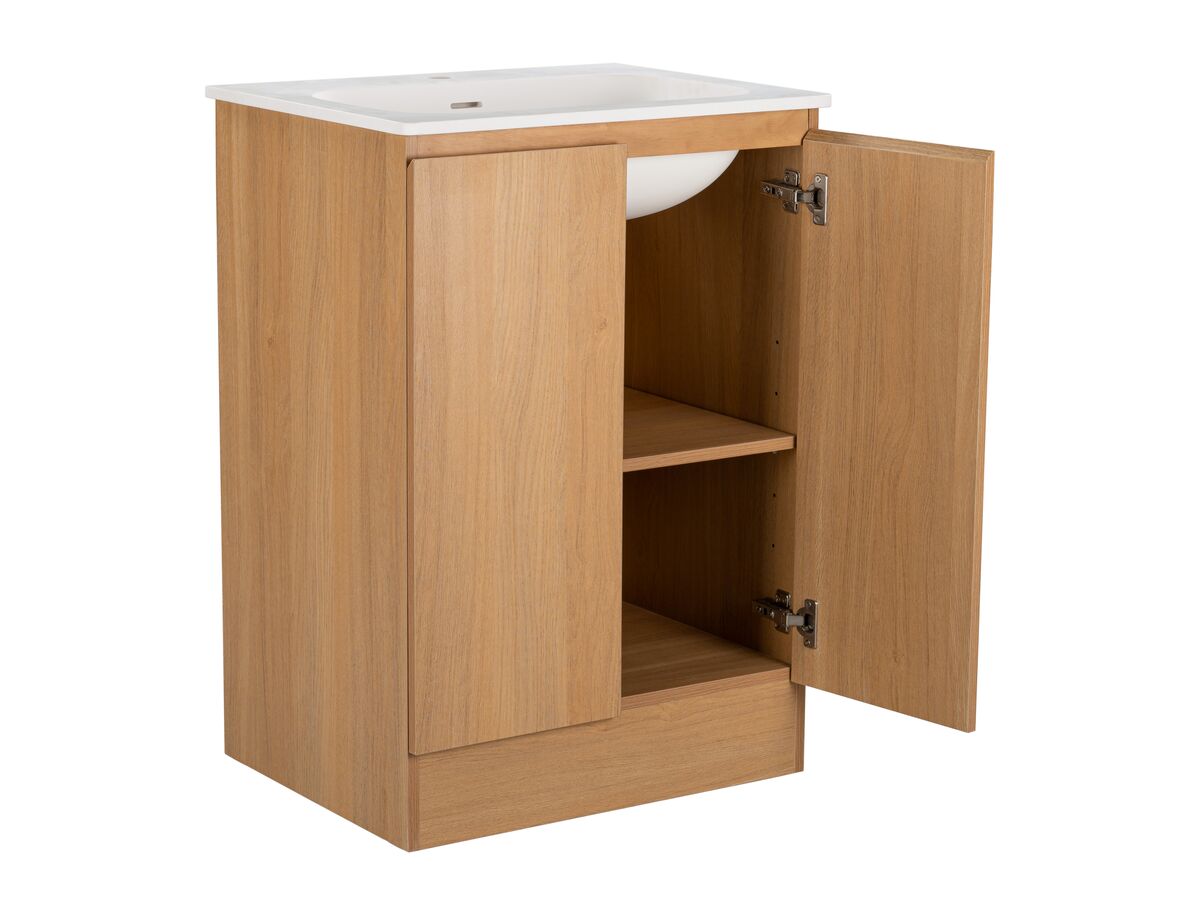 Reece Posh Solus Vanity 750mm Wall Hung Solid Surface Oak Finish