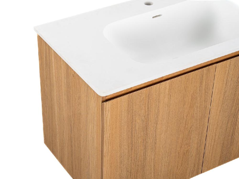 Reece Posh Solus Vanity 900mm Floor Mount Solid Surface Oak Finish